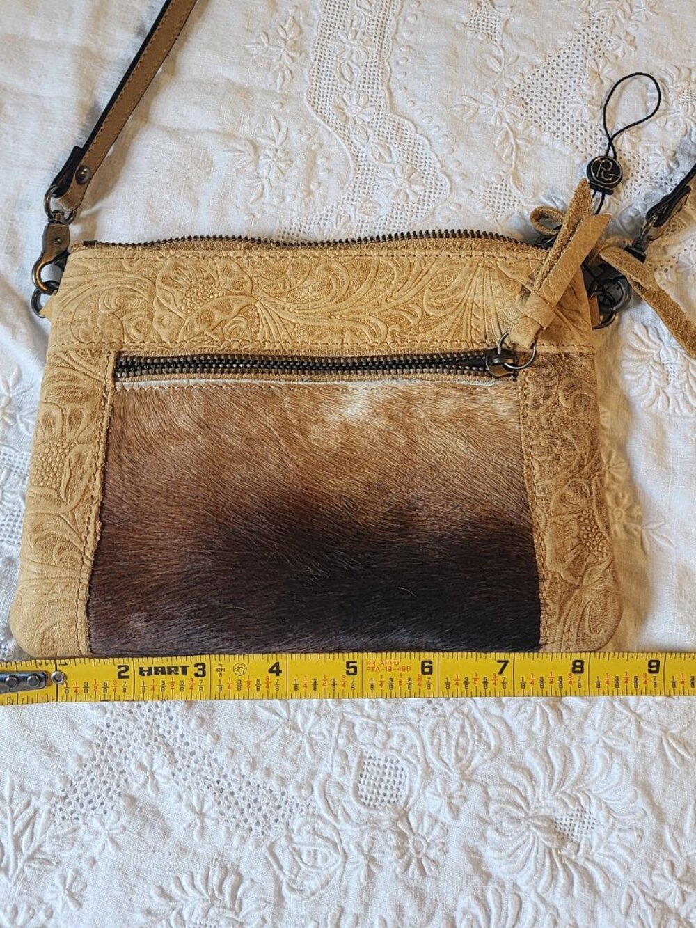 Leather floral detail bag
